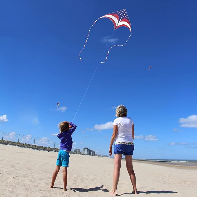 Mint's Colorful Life Delta Kite for Kids & Adults, Extremely Easy to Fly Kite for Beach Trip, Best Kites for Beginners, 300ft String Handle Included