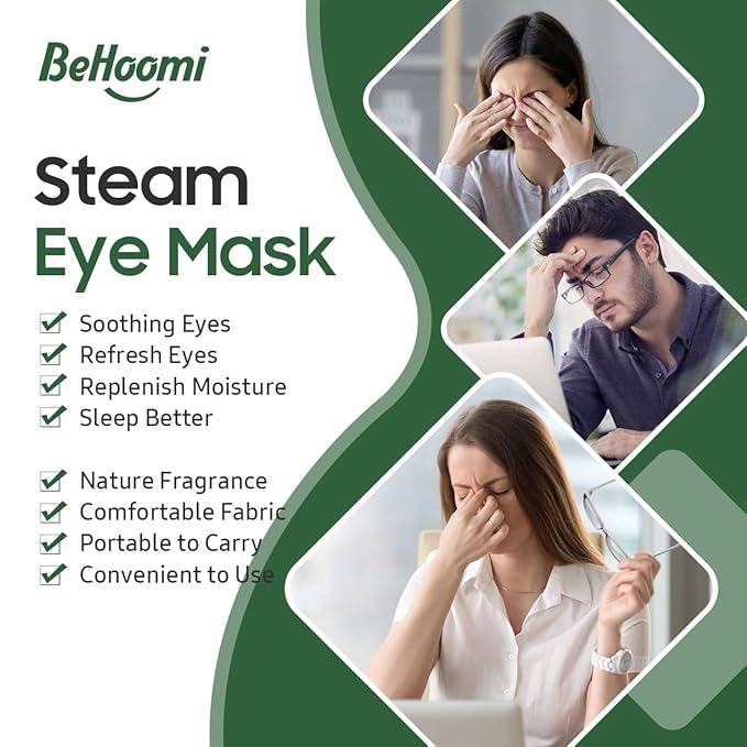 BeHoomi 20Packs Steam Eye Mask, Heated Eye Mask Warm Compress for Eyes, Disposable Self Heating Steam Mask for Sleep, Spa, Travel Essentials, Relaxation Gifts for Women, Mothers Day Gifts (Tea Tree)