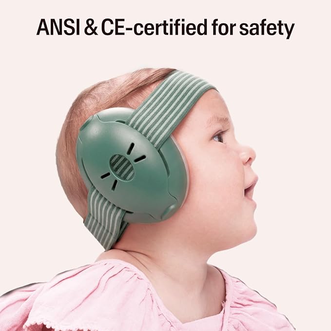 Alpine Muffy Baby Ear Protection for Babies and Toddlers up to 48 Months - CE & ANSI Certified - Noise Reduction Earmuffs - Comfortable Baby Headphones Against Hearing Damage & Improves Sleep - Sage