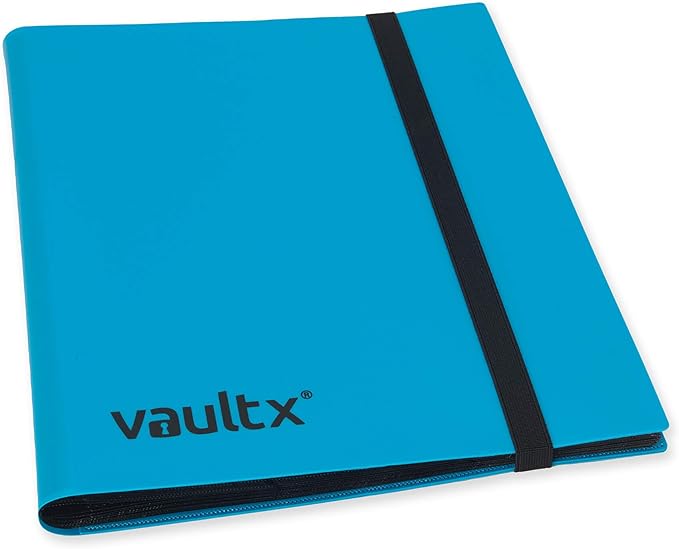 Vault X 9 Pocket Standard Strap Binder, Holds 360 Trading Cards in 20 Side-Loading Pages (Blue)