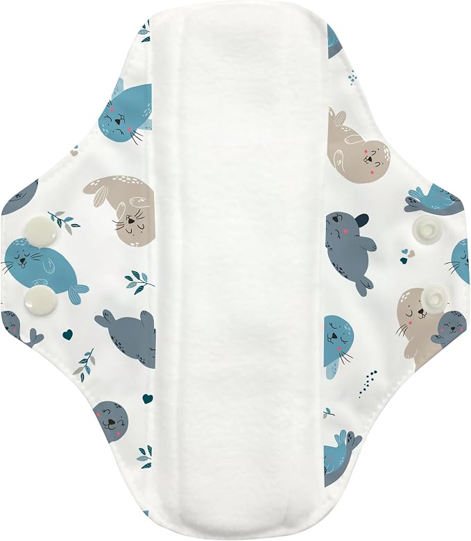 Charlie Banana - Reusable Feminine Pads Liner 3 Pack with Pouch | Washable Menstrual Pads for Light Absorbency | Seally