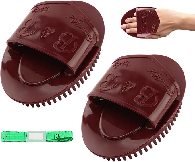2PCS Magnetic Meridian Massage Brush Set with Measuring Tape, Circulation Boost Massage Tool Set, Soft Silicone Acupressure Brush with Anti-Slip Grip for Belly Back Leg Scalp (Coffee Brown)