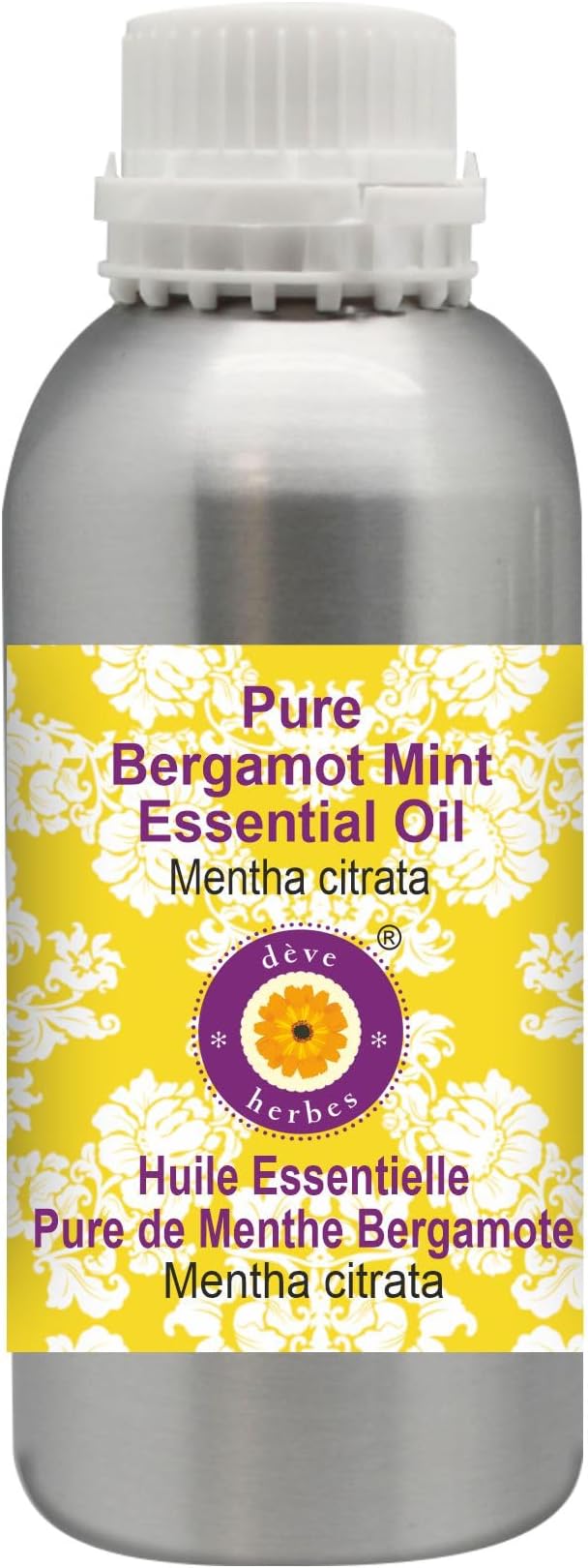 Deve Herbes Pure Bergamot Mint Essential Oil (Mentha citrata) Steam Distilled 300ml (10 oz)
