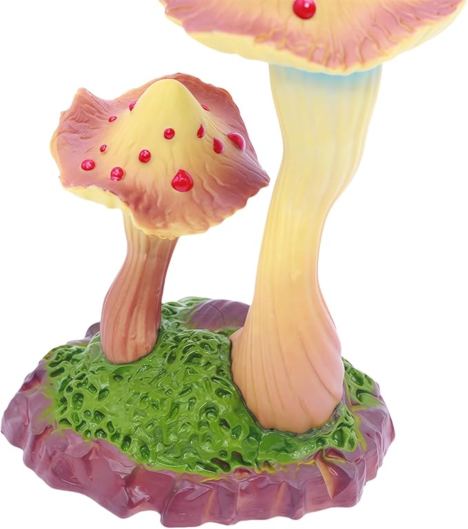 Gemini&Genius Mushroom Figurine, Plant Action Figure Toys for Kids, Hand-Painted Mushroom Figure Plants as Home/Office/Garden Decor