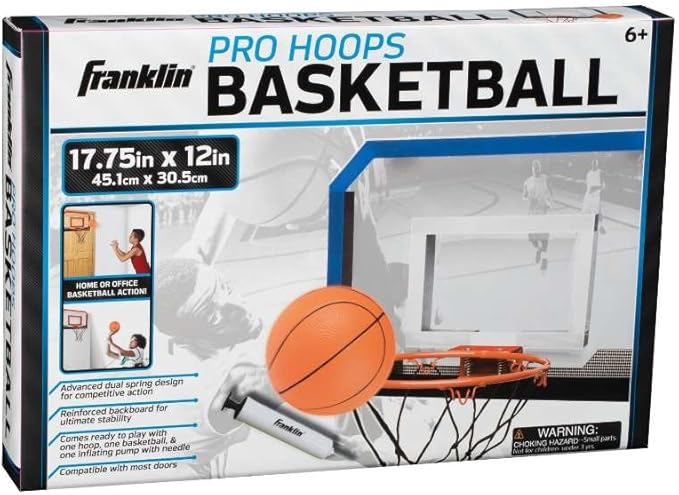 Franklin Sports Mini Basketball Hoops-Indoor Over The Door Mini Hoop+Basketball Sets-Perfect Accessory for Bedroom+Office