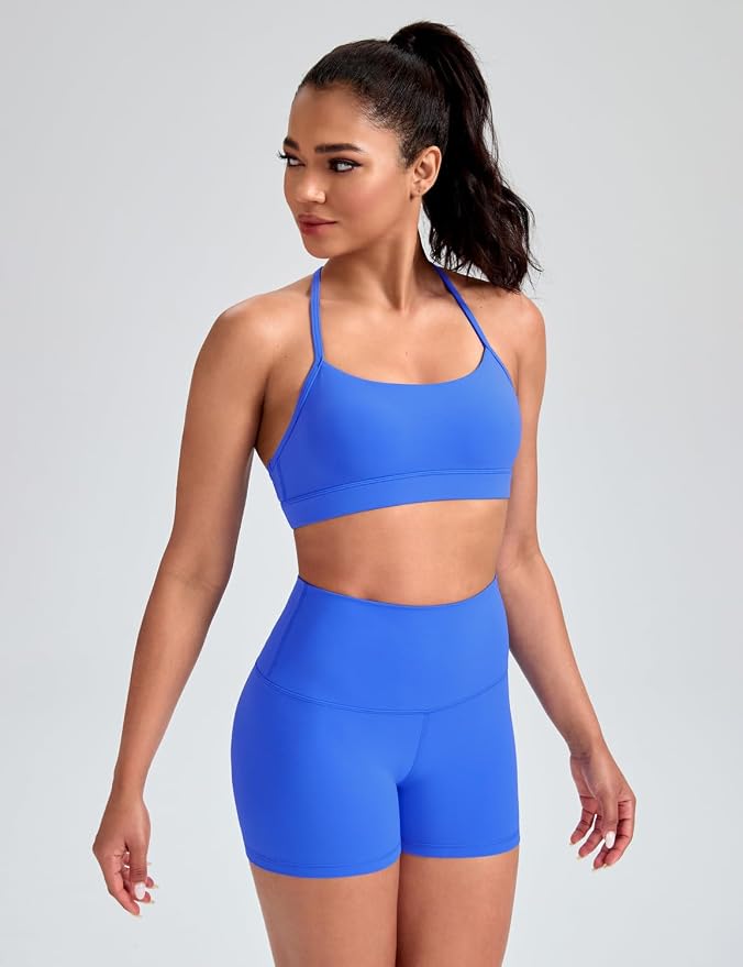 HeyNuts to Freest Womens Y Back Sports Bra, Spaghetti Strap Racerback Low Impact Workout Yoga Tops Padded A-C Cups *Updated