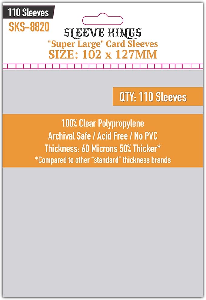 Sleeve Kings Standard Card Sleeves – 110 Count, Clear 60 Micron Thickness, XL Size (102 x 127 mm), Compatible with Imperial Assault & More