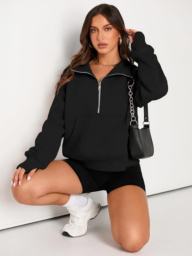 AUTOMET Womens Sweatshirts Half Zip Fleece Pullover Fall Outfits | Fall Fashion Clothes 2026,Cropped Sweatshirts,Cute Y2k Tops,Quarter Zipper Sweater,Winter Loungwear Outfits