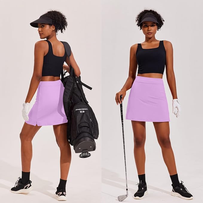 Ekouaer 16" Skorts for Women with Pockets Golf Pickleball Tennis Skirt | Silicone Grippers,2 Inner Pockets,Wide Waist,Side Slit Hem,Breathable,Soft,Lightweight