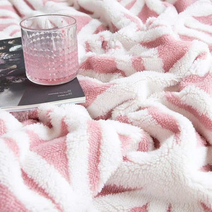 LOMAO Sherpa Fleece Blanket Gifts for Mom Dad Cozy Soft Throw Blanket for Women Men Birthday Gifts Dual Sided Couch Sofa Bed Blanket (Pink, 71''x80'')