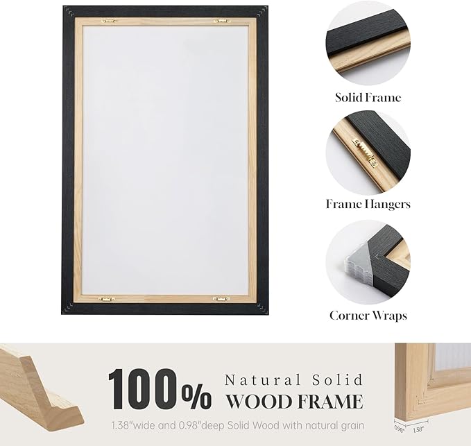 Large Framed Neutral Abstract Wall Art, 3 Piece Black and Beige, 24x36 In | Modern artwork, Canvas prints paintings, Wood frame, Minimalist abstract pictures, Wall decor for living room hallway office