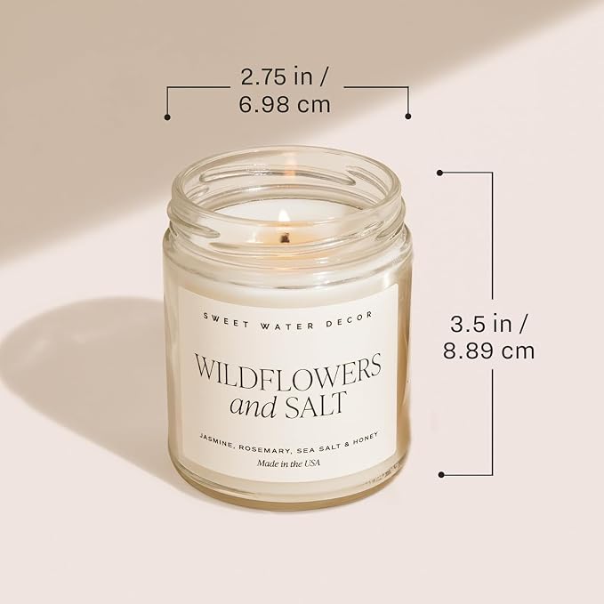 Sweet Water Decor Mahjong Candle, Mahjong Gifts for Women, 9oz Jar with Gold Lid, 40 Hour Burn Time, Non-Toxic Soy Wax Candle Scent Notes of Sea Salt, Citrus, Musk & Amber, Unique Game Night Decor