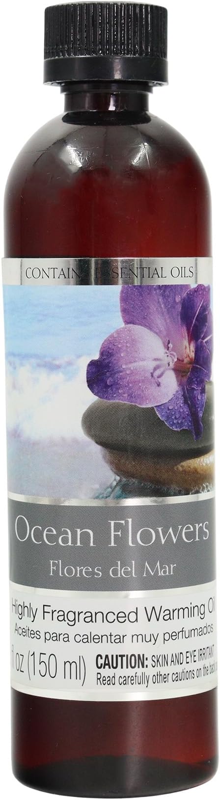 Hosley Set of 2 Ocean Flowers Fragrance Warming Oils 5 Ounce. Ideal Gift for Weddings spa Reiki Meditation Bathroom Settings. P1