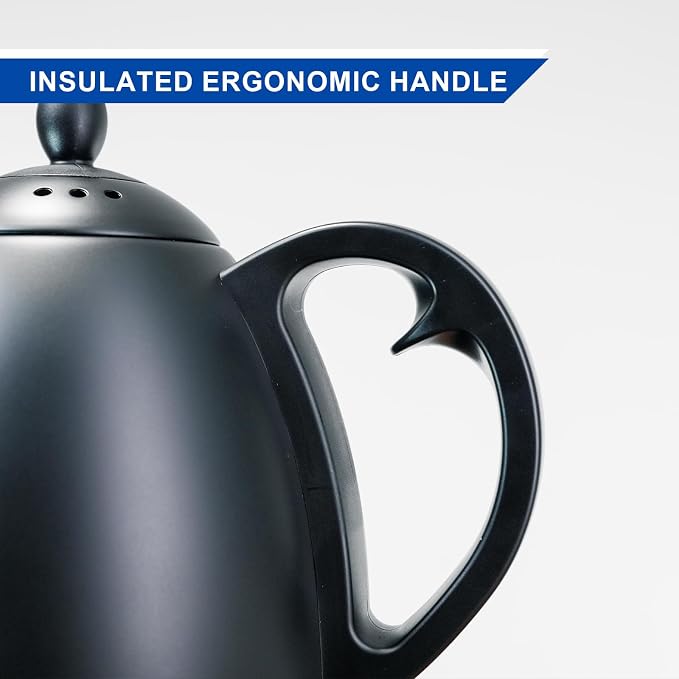 Bonavita Cosmopolitan 1.0L Gooseneck Electric Kettle, Stainless Steel Water Boiler for Coffee Brew and Tea Precise Pour Control, 6 Preset Temps, Glass Touch Panel, 1200W Fast Boil, Matte Black