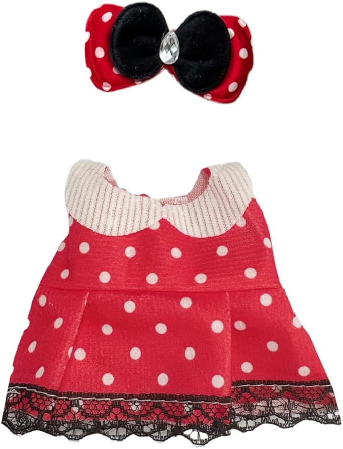 Clothes for Lububu Dolls 17cm, Labooboo Doll Clothing Accessories Set, Lebubu Designer Clothes Outfits for Plush Dolls 7 Inch, Red Dresses, Black Jumpsuit