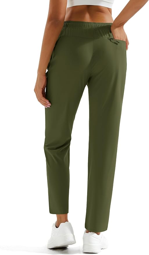 MAGCOMSEN Women's Hiking Pants Lightweight Quick Dry UPF 50 Water Resistant Elastic Waist Golf Travel Pants Zip Pockets