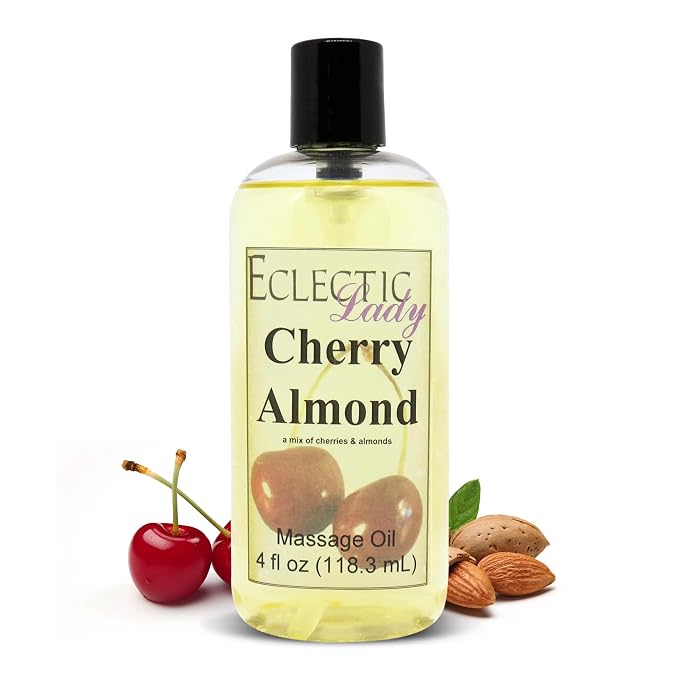 Cherry Almond Massage Oil, 4 oz, with Sweet Almond Oil and Jojoba Oil