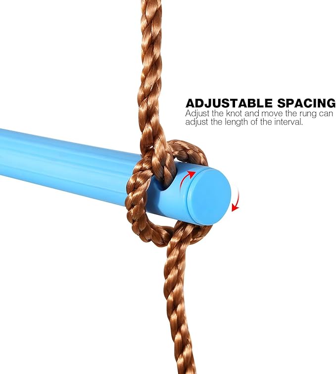 REDCAMP LED Climbing Rope Swings and Rope Ladder Cambo for Trees, Heavy Duty Plastic Disc Swing Seat for Kids with Hanging Strap and Snap Hooks