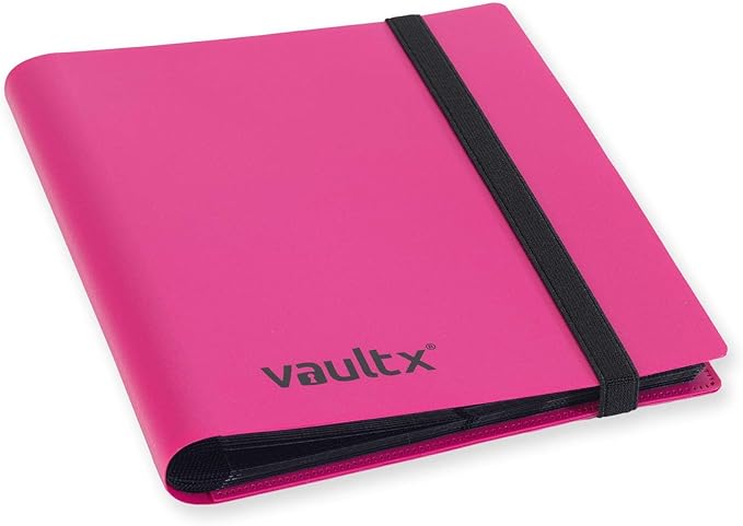 Vault X 4 Pocket Standard Strap Binder, Holds 160 Trading Cards in 20 Side-Loading Pages (Pink)