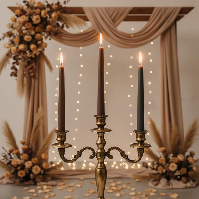 10 Inch Gradient Brown Taper Candles Hand Poured Smokeless Chocolate Coffee Scented Long Tapered Candles for Morning Coffee Ritual Breakfast Table Kitchen Island Café Atmosphere