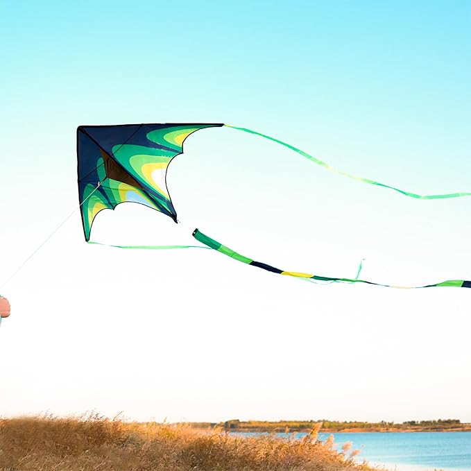 Kite, Large Delta Kites for Kids and Adults, Easy to Fly Rainbow Kites, Durable Multifunctional Beach Kite, Tangle-Free Flight Line, Durable
