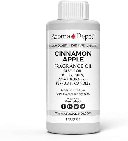 Aroma Depot Cinnamon Apple1 fl oz. Fragrance Oil I Perfume I Scented Oil. DIY Projects such as Candles, Bath Bombs, Body Butters, Creams & Lotions. Few Drops in the Diffuser, Burners, or Warmers. 1 oz