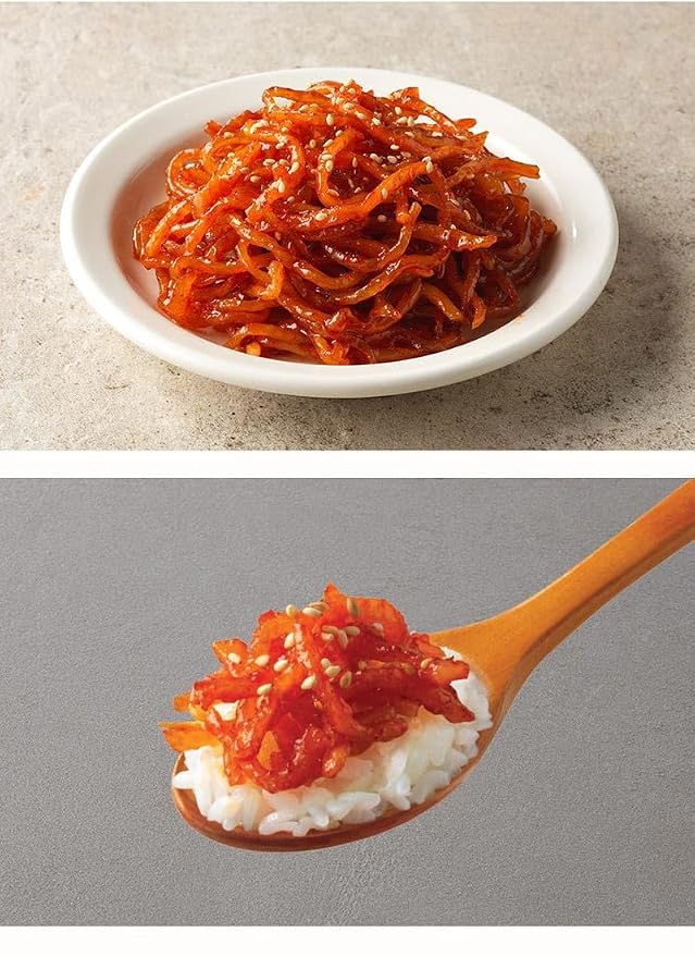 KOREAC_ Spicy Stir-fry Dried Squid 4.22 oz (2.11oz * 2packs) Korean banchan/Side Dish 오징어채볶음 120g(60g*2packs)