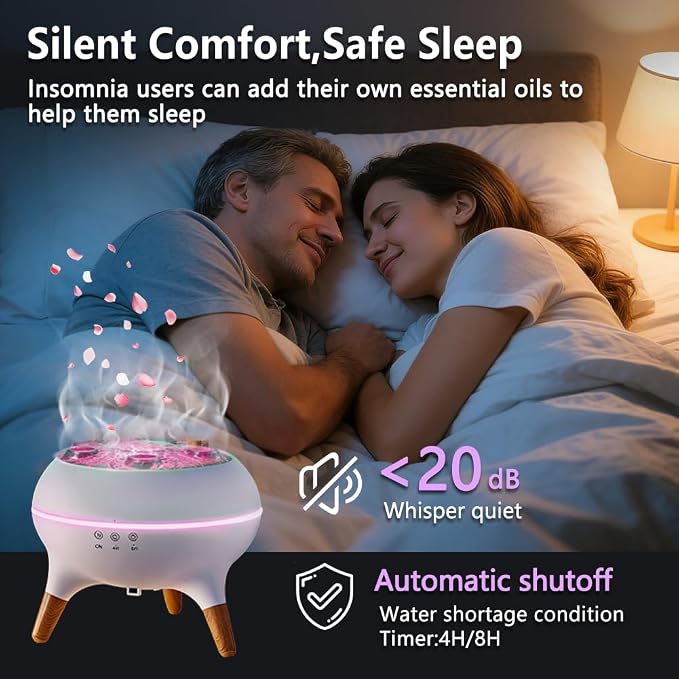 Essential Oil Diffuser Jellyfish 250ML, Humidifier Aroma Diffuser with Remote, Mist Dancing with Music Aromatherapy, Jellyfish Humidifier with 7 Color Lights for Home Bedroom Office Hotel(White)