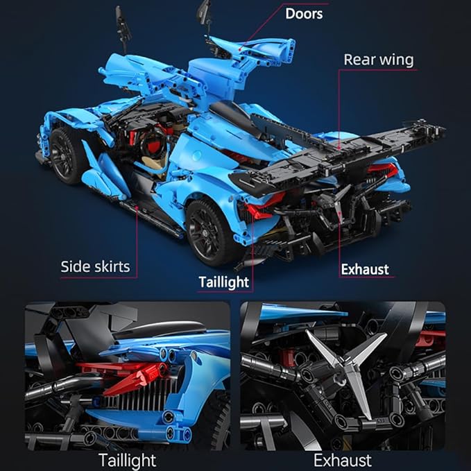 Master Apollo IE C64003W Super Car Building Kit,3865/pcs MOC Building Blocks for Adults and Teens,1:8 Model Sports Car Sets, V12 Hypercar Technology Bricks