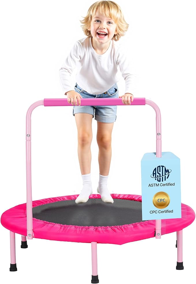 VEVOR 3FT Trampoline for Kids, 36" Trampolines Indoor/Outdoor Trampoline for Toddlers, Foldable Mini Baby Jump Toy with Foam Handle, Recreational Trampolines Birthday Gift for 3+ Years Kids