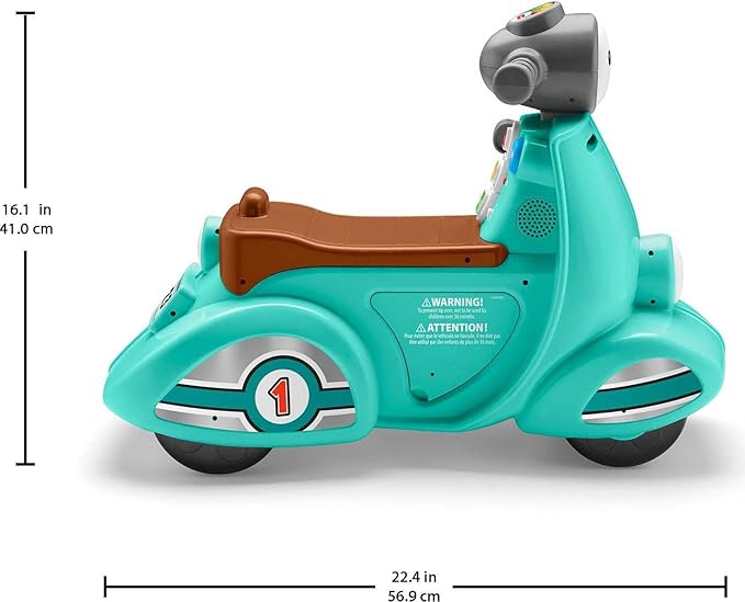 Fisher-Price Laugh & Learn Toddler Ride-On Toy, Smart Stages Cruise Along Scooter with Lights Music and Learning for Ages 1 Year and Up (Amazon Exclusive)