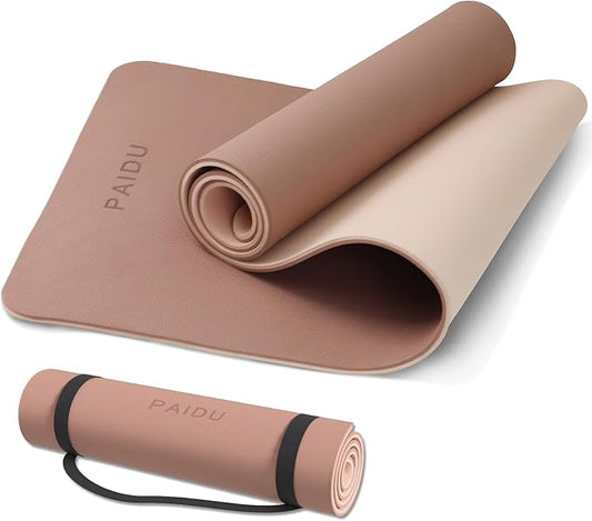PAIDU Yoga Mat Non Slip Anti-tear,extra thick-2/5 inch（10MM）High Resiliency Professional POE Yoga Mats for Women Men Kids,72"x24"inch,Workout, Yoga, Pilates and Floor Exercise, with Carrier Strap