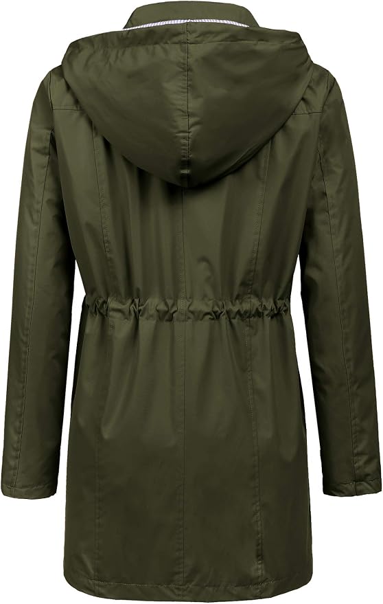 LOMON Raincoat Women Waterproof Long Hooded Trench Coats Lined Windbreaker Travel Jacket S-XXL