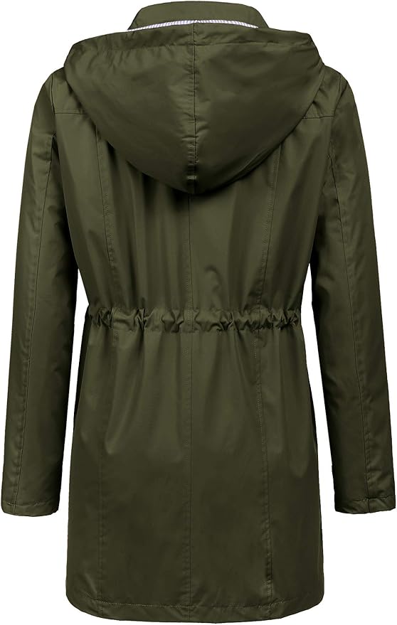 LOMON Raincoat Women Waterproof Long Hooded Trench Coats Lined Windbreaker Travel Jacket S-XXL