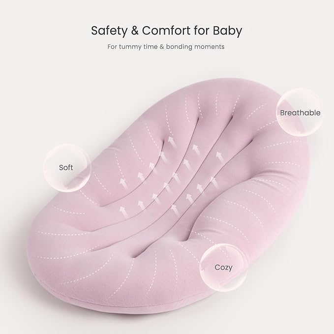 Baby Lounger for Newborn: Portable & Lightweight Pillow for Tummy Time Playtime & Diaper Changes - Skin-Friendly & Breathable for 0-12 Month Supervised Use