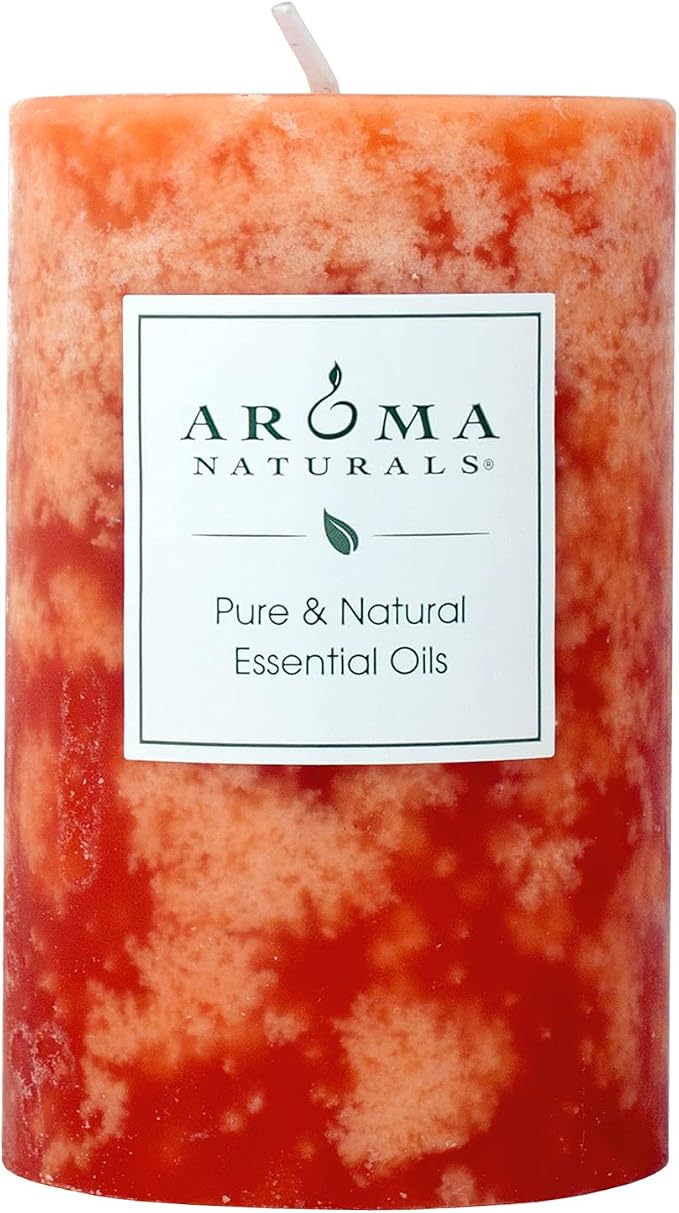 Aroma Naturals Orange and Cedar Essential Oil Scented Pillar Candle, Clarity, 2.5 inch x 4 inch