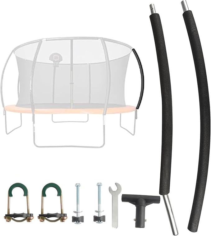 Trampoline Poles Replacement 1PCS, Trampoline Accessories Universal Replacement Parts, to Fit 8-14FT, Includes Foam Sleeve and Hardware with 2 Fixing Methods