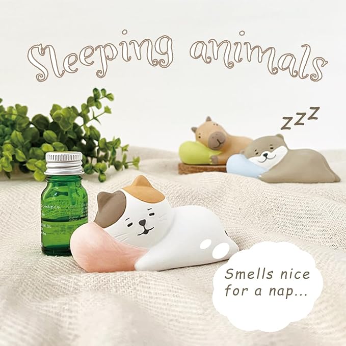 Stone Diffuser Sleeping Animals [ Designed in Japan] Non Electric Passive Diffuser for Essential Oil and Aromatherapy (Ceramic/Clay) (Sleeping Capybara)