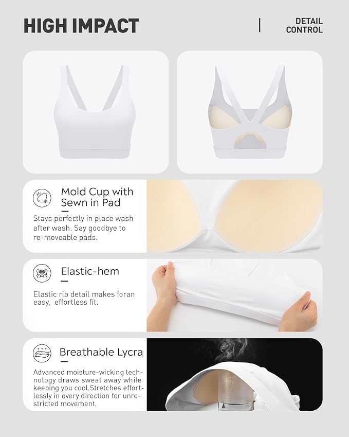 RUNNING GIRL Sports Bras for Women,Light Impact Molded Cup Strap Sports Bra with Sewn in Pads,Best for A-C Cup