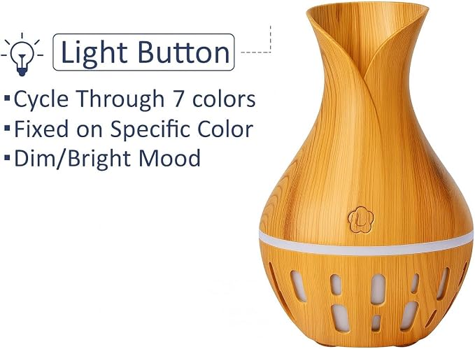 300ML Air Humidifier & Aroma Diffuser Home Fragrance Room Decor Essential Oil Diffuser Humidifiers for Bedroom Cool Mist 7 LED Light Car Air Freshener (Black-2)