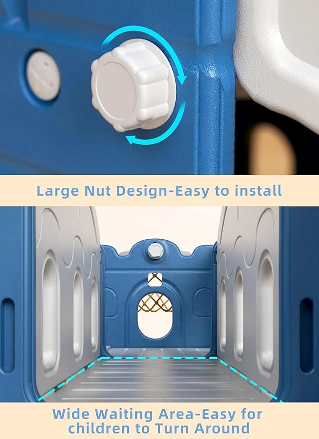 YUFU 8 in 1 Kids Slide for Toddlers Age 1-3, Kids Playset with Basketball Hoop and Ball, Indoor Outdoor Playground