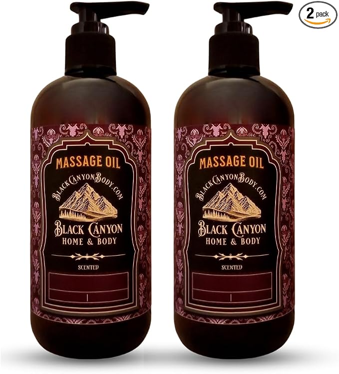 Black Canyon Black Currant Vanilla Scented Massage Oil, 12 Oz (2 Pack)