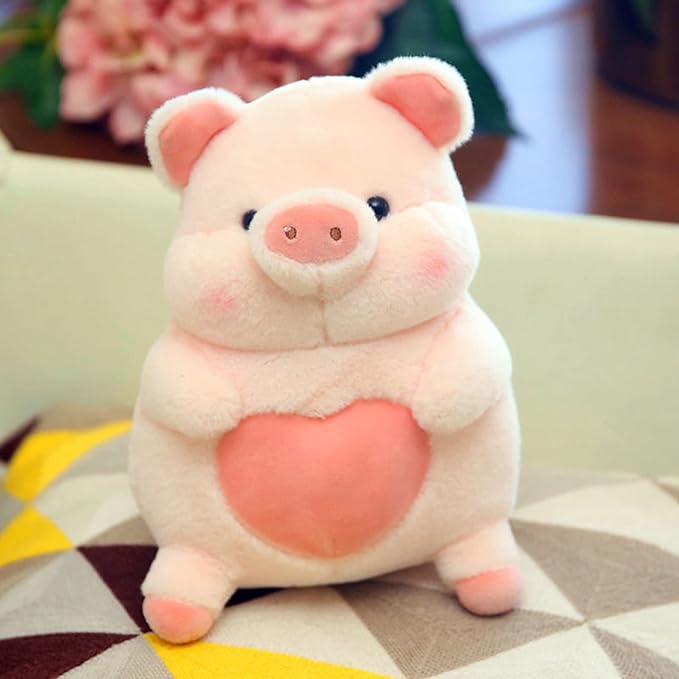 Plush Pig Stuffed Animals Soft Toys Holding Love Heart Dolls Gifts for Girls Girlfriend Lover Pink 8 Inches