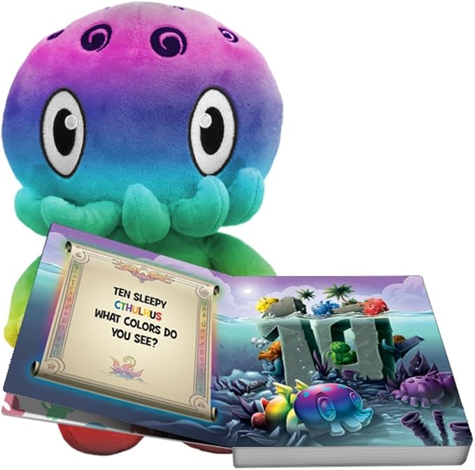 C is for Cthulhu Counting, Colors & Cthulhu Board Book & Rainbow Plush Bundle (Standard Plush, 12 inches)