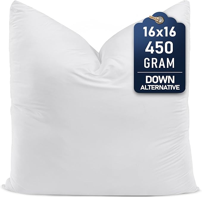 Utopia Bedding Throw Pillows, 16x16 Pillow Inserts, Pack of 1, White | Down Alternative Throw Pillow Inserts, Couch Pillows for Indoor Decor, Plush & Supportive, Decorative Cushion for Sofa, White