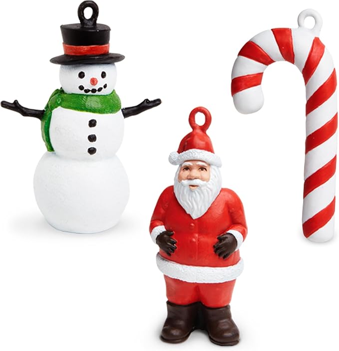 Safari Ltd. Christmas Designer TOOB - 8 Detailed Figurines: Christmas Tree, Stocking, Candy Cane, Ornament, Snowman, Sleigh, Gifts, and Santa - Educational Toy Figures For Boys, Girls & Kids Ages 3+