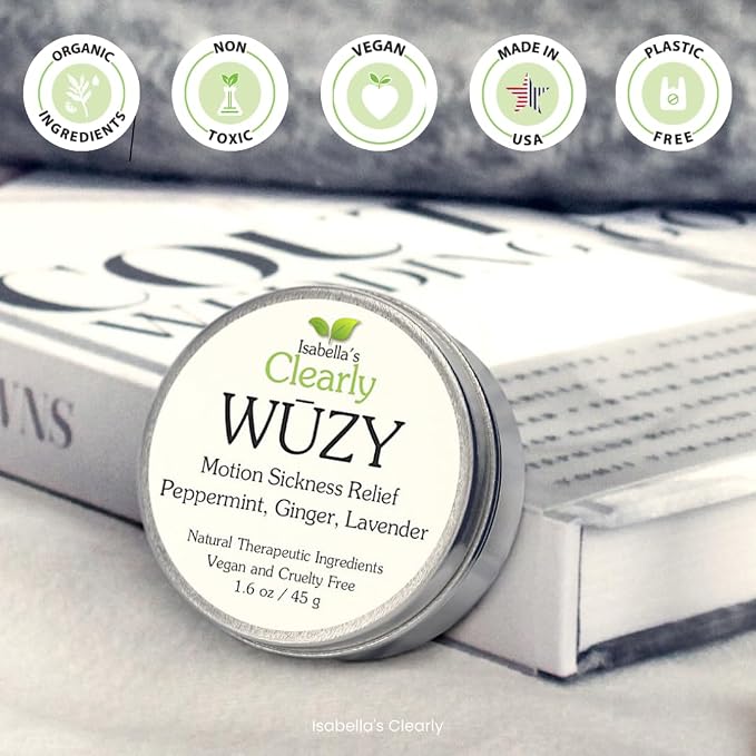 Clearly WŪZY, Aromatherapy Rub for Morning and Motion Sickness, Dizziness, Travel, Pregnancy | Natural Remedy with Ginger, Peppermint, Lavender | Made in USA