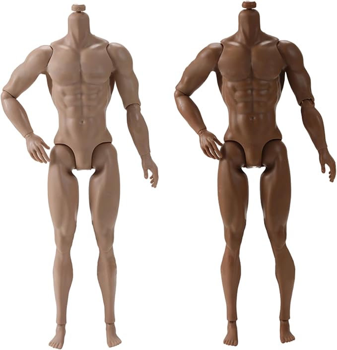 Action Figure Body, 1/6 Scale Action Figure, 6" Multi Jointed Movable Male Muscular Body for Display Collection, Brown