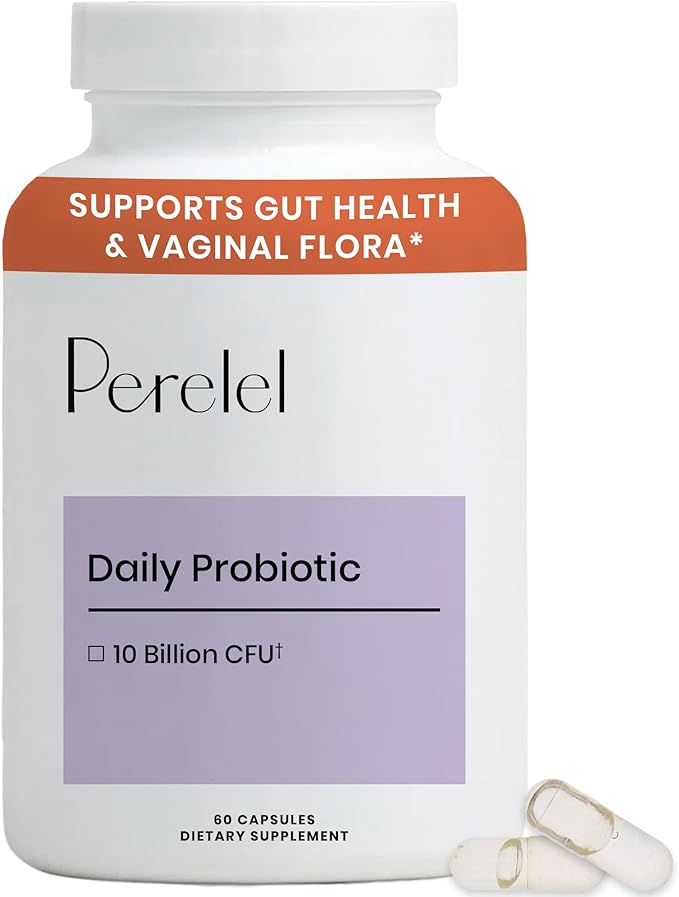Perelel Daily Probiotic, Women’s Supplement with 10 Billion CFU, Supports Vaginal Health & Everyday Digestive, Soy and Gluten Free, Non GMO, Shelf Stable, 60 Capsules