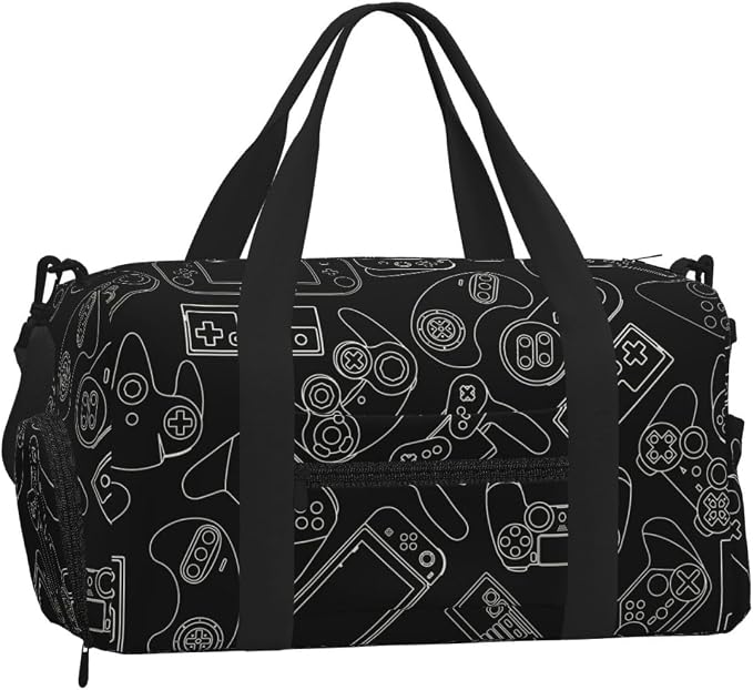 Fiokroo Sports Gym Bag Video Game Controller Background Travel Duffel Bag For Men Women With Shoe Compartment Water Resistant Gym Bag Carry On Duffel Bag For Weekend Traveling Yoga Gym Sports